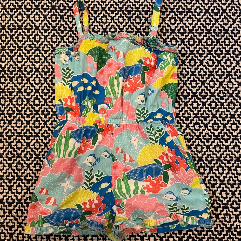 Mini Boden Girls coral reef summer romper sea life ocean